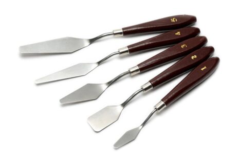 Stainless Steel Palette knives flat head <br> ชุดเกรียงสแตนเลส ขนาดเล็ก 5 ชิ้น <br> SKU: 7053